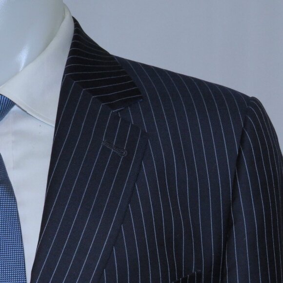 My.Suit Navy Striped Custom Ticket Pocket Extra Pants Two Button Suit 42L - Picture 7 of 16